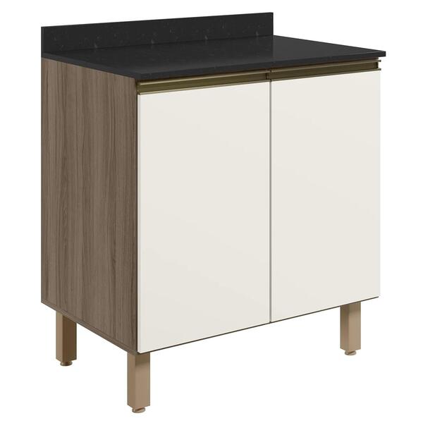 Balcão Para Cooktop Com Tampo 80cm Maly N03 Carvalho/off Whit