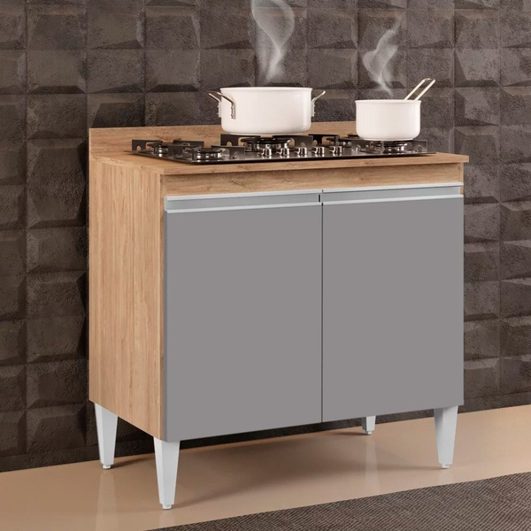 Balcão Para Cooktop De Cozinha Com Tampo 2 Portas Brenda 80 C