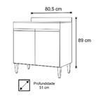 Balcão Para Cooktop De Cozinha Com Tampo 2 Portas Brenda Cast