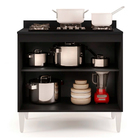 Balcão Para Cooktop De Cozinha Com Tampo 2 Portas Brenda Pret