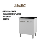 Balcão Para Cooktop Jade 5 Bocas 2 Portas Moblis Branco