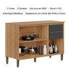 Balcão Para Cozinha 1,20 Cm 3 Portas 2 Gavetas Opala Carvalho