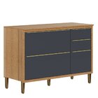 Balcão Para Cozinha 1,20 Cm 3 Portas 2 Gavetas Opala Carvalho