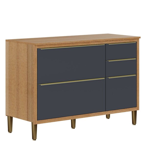 Balcão Para Cozinha 1,20 Cm 3 Portas 2 Gavetas Opala Carvalho