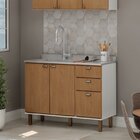 Balcão Para Cozinha 100% Mdf 2 Portas 45 Graus 3 Gavetas Sem