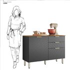 Balcão Para Cozinha 120cm 2 Portas 2 Gavetas Olga Amêndola/gr