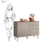 Balcão Para Cozinha 120cm 2 Portas 2 Gavetas Olga Amêndola/nu