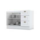 Balcão Para Cozinha 120cm 3 Gavetas 2 Portas Nova York  Branc