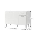 Balcão Para Cozinha 120cm 3 Portas 1 Gaveta Vedere Branco