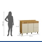 Balcão Para Cozinha 120cm 3 Portas 2 Gavetas Dakota Cinamomo/