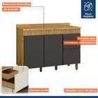 Balcão Para Cozinha 120cm Dakota Cinamomo/grafite