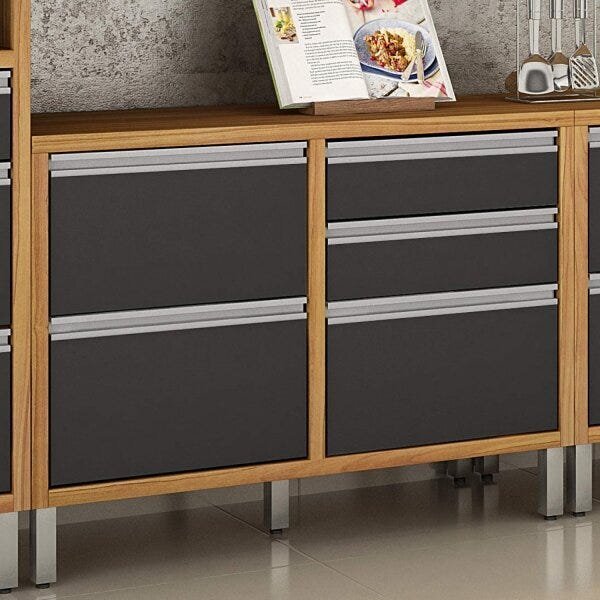 Balcao Para Cozinha 1 Porta 4 Gavetas Jade  Carvalho/grafite