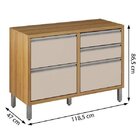 Balcao Para Cozinha 1 Porta 4 Gavetas Jade  Carvalho/off White