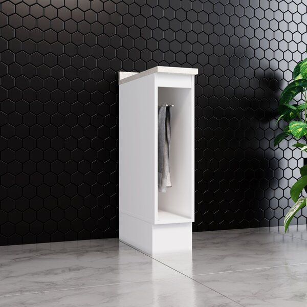 Balcão Para Cozinha 20cm Porta Toalha Com Tampo Emily Branco