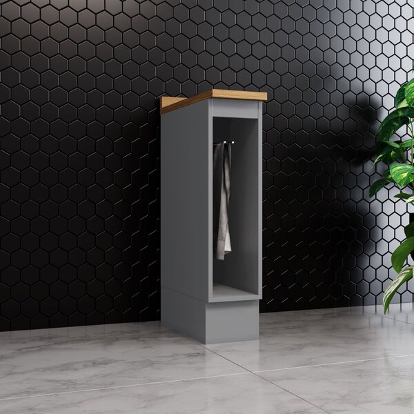 Balcão Para Cozinha 20cm Porta Toalha Com Tampo Emily Cinza/n