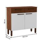 Balcão Para Cozinha 2 Gavetas  Reims Branco Nogueira Ripado