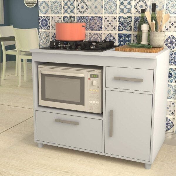 Balcão Para Cozinha 2 Portas 1 Gaveta Branco