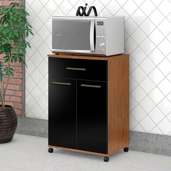 Balcão Para Cozinha 2 Portas 1 Gaveta Natura Preto Primor Zan