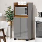 Balcão Para Cozinha 2 Portas 1 Nicho Jet Luxo Cinza/mel