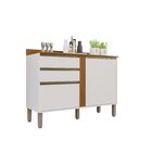 Balcão Para Cozinha 2 Portas 2 Gavetas Pérola Branco