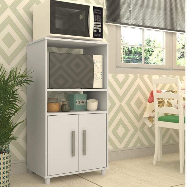 Balcão Para Cozinha 2 Portas 2 Nichos Branco