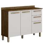 Balcão Para Cozinha 2 Portas 3 Gavetas Alpes Valdemóveis Ipê-