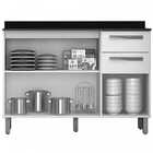 Balcão Para Cozinha 2 Portas 3 Gavetas Alpes Valdemóveis Ipê-