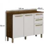 Balcão Para Cozinha 2 Portas 3 Gavetas Alpes Valdemóveis Ipê-