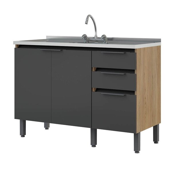 Balcão Para Cozinha 2 Portas 3 Gavetas Hibisco Thela Aveiro/g