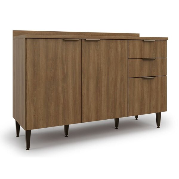 Balcão Para Cozinha 2 Portas 3 Gavetas Paris Nogal Manchester