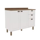 Balcão Para Cozinha 2 Portas 3 Gavetas Provençais Com Tampo I