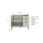 Balcão Para Cozinha 2 Portas 3 Gavetas Provençais Sem Tampo I