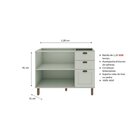 Balcão Para Cozinha 2 Portas 3 Gavetas Provençais Sem Tampo I