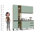 Balcão Para Cozinha 2 Portas 3 Gavetas Talharim 120cm  Mel/ve