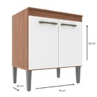 Balcão Para Cozinha 2 Portas 71cm Com Tampo Branco