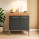 Balcão Para Cozinha 2 Portas 71cm Com Tampo Manchester/grafite