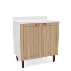 Balcão Para Cozinha 2 Portas 80 Cm Pérola Yescasa Branco/carv