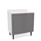 Balcão Para Cozinha 2 Portas 80 Cm Pérola Yescasa Branco/cinza