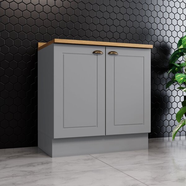 Balcão Para Cozinha 2 Portas 80cm Com Tampo Para Cooktop Emily