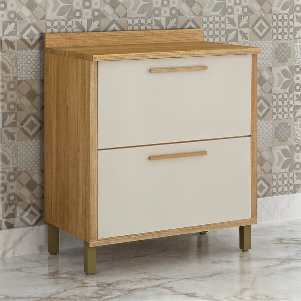 Balcão Para Cozinha 2 Portas 80cm Torino Cinamomo/off White