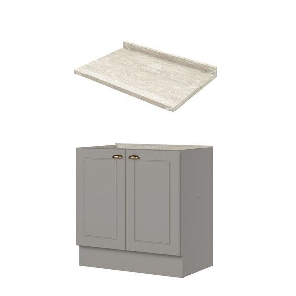 Balcão Para Cozinha 2 Portas 80cm X 84,5cm Com Tampo Emily Es