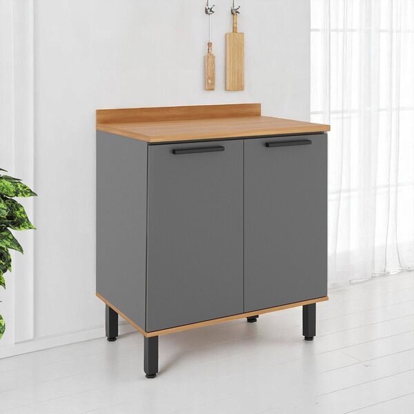 Balcão Para Cozinha 2 Portas Castanha Cinza / Freijó