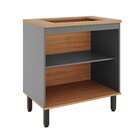 Balcão Para Cozinha 2 Portas Castanha Cinza / Freijó