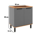 Balcão Para Cozinha 2 Portas Castanha Cinza / Freijó