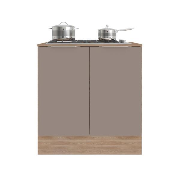 Balcão Para Cozinha 2 Portas Com Tampo Atlanta Carvalho Fume