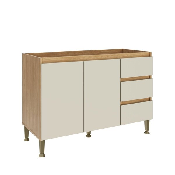 Balcão Para Cozinha 2 Portas E 3 Gavetas 120x88x52cm Rebeca M