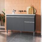 Balcão Para Cozinha 2 Portas Forks Cinza Fosco