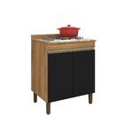 Balcão Para Cozinha 2 Portas Nature Preto Fosco Gabriela Shop