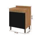 Balcão Para Cozinha 2 Portas Nature Preto Fosco Gabriela Shop