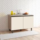 Balcão Para Cozinha 2 Portas Sem Tampo Lubeck Carvalho Off-wh